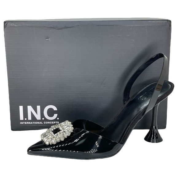 International Concepts Scienna Black Vinyl Rhinestone Womens Heels Size 8M - Picture 11 of 11